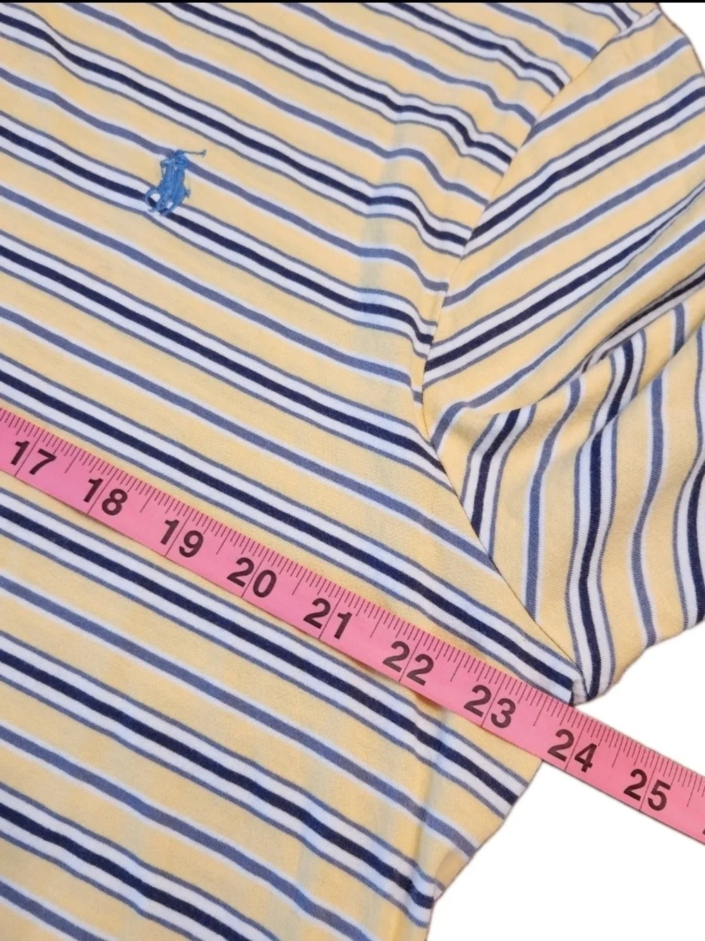 Ralph Lauren Men's XL Classic Fit Yellow Polo Blue StripeBlue Pony Short Sleeve